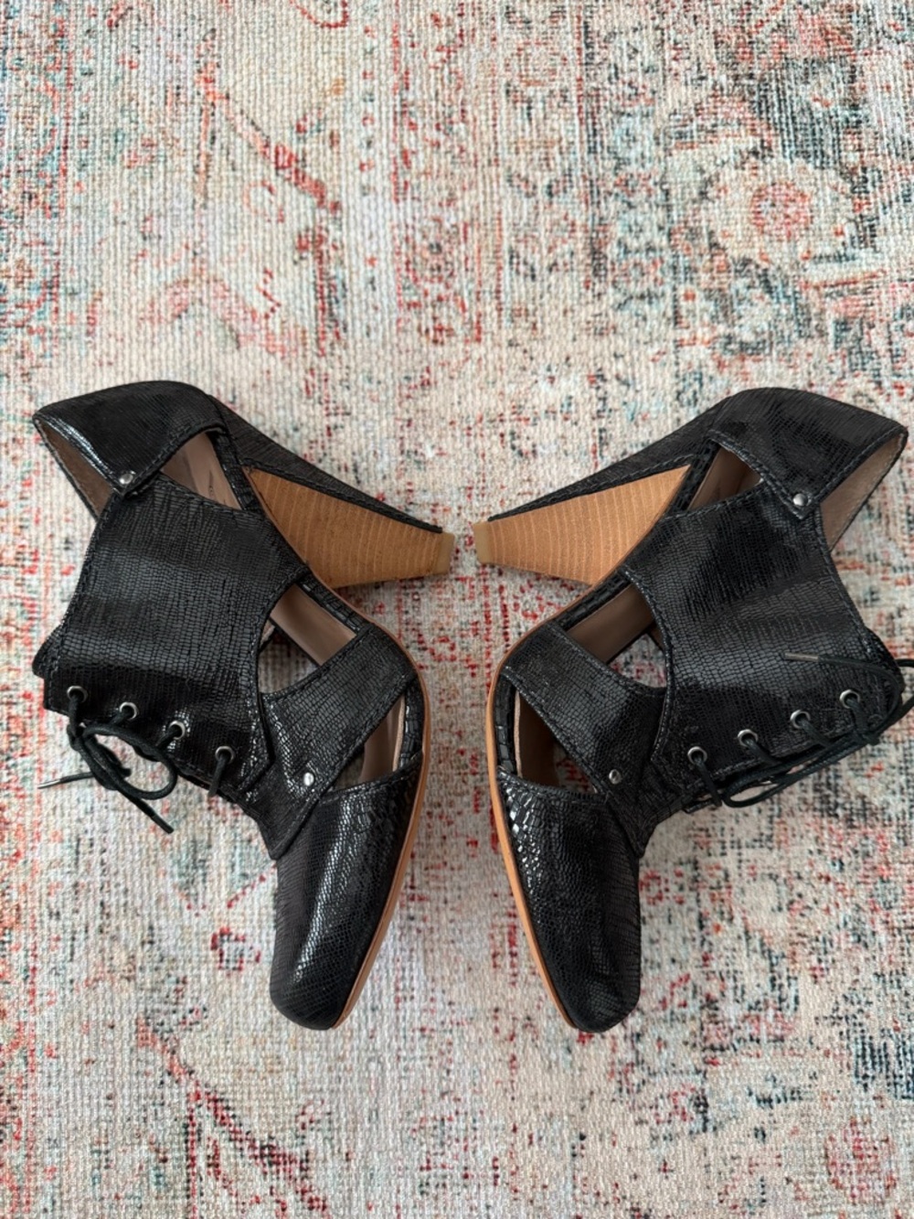 Belle by Sigerson Morrison Black Lace-Up Ankle Booties